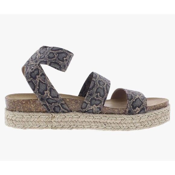 STEVE MADDEN Women's Kimmie Wedge Sandal Blu Snake Size 8 Cork Platform NEW - Picture 3 of 9